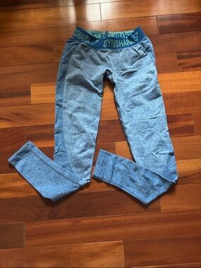 Gymshark Blue Leggings with Branded Waistband